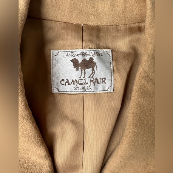 Vintage Camel Hair Blend Tan Thick Lined Button Blazer Jacket Women’s Small - Picture 2 of 7